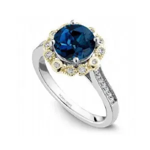 Carver J'aime 14K White and Yellow Gold London Blue Topaz and Diamond Ring
