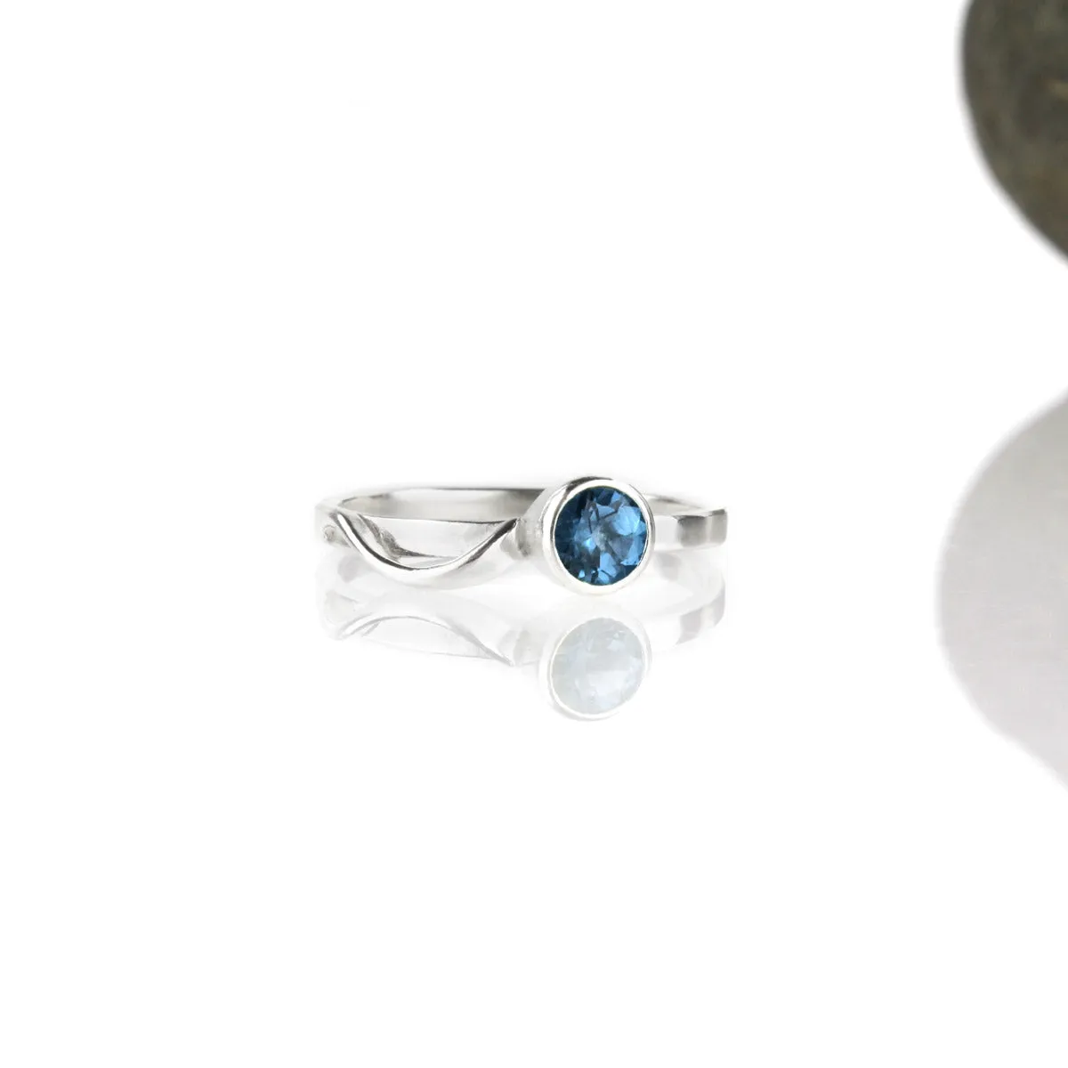 Cascade Ring with 5mm London Blue Topaz