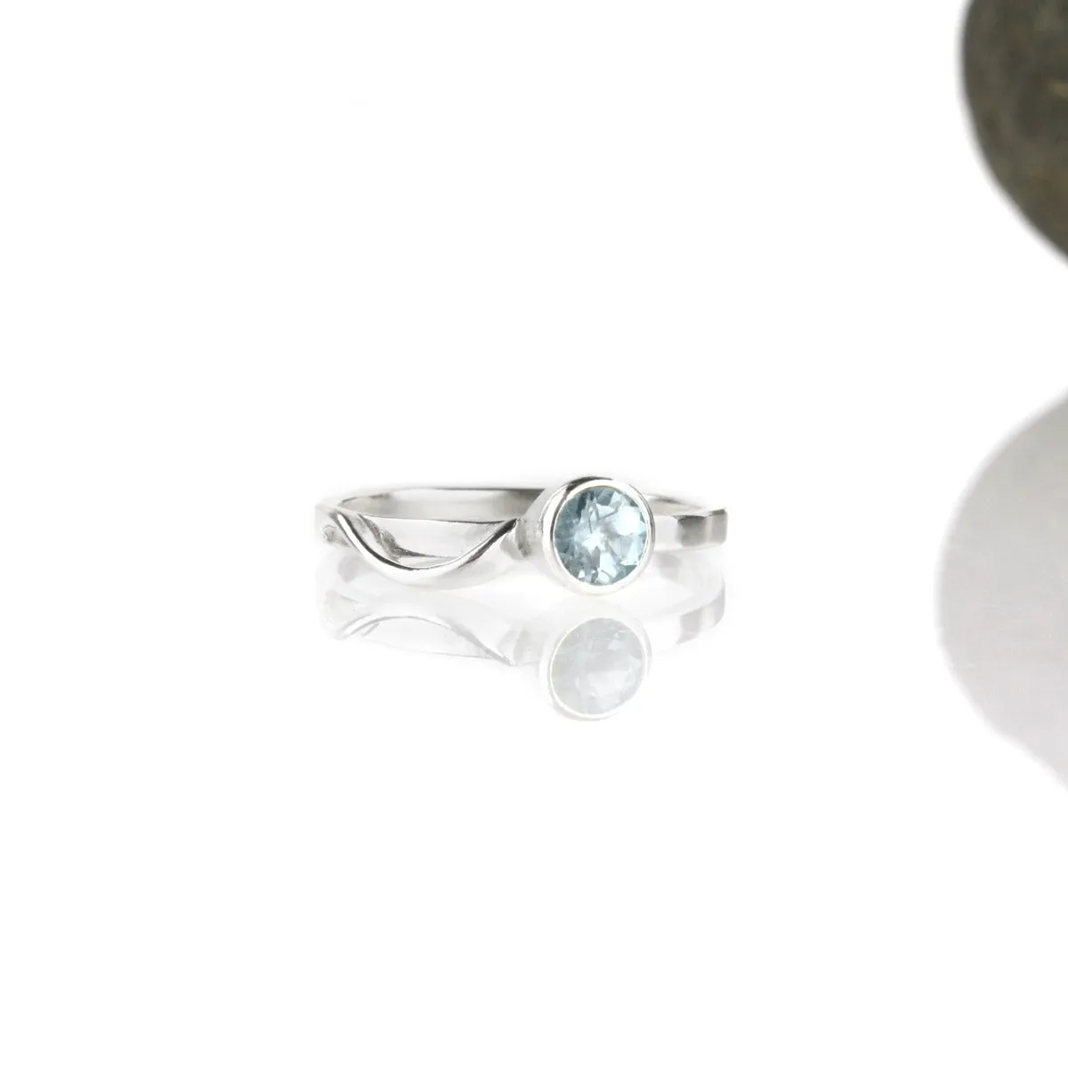 Cascade Ring with 5mm Sky Blue Topaz