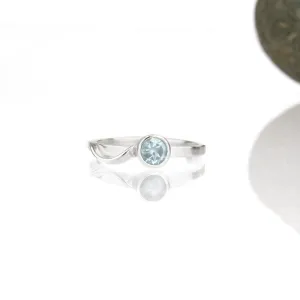 Cascade Ring with 5mm Sky Blue Topaz