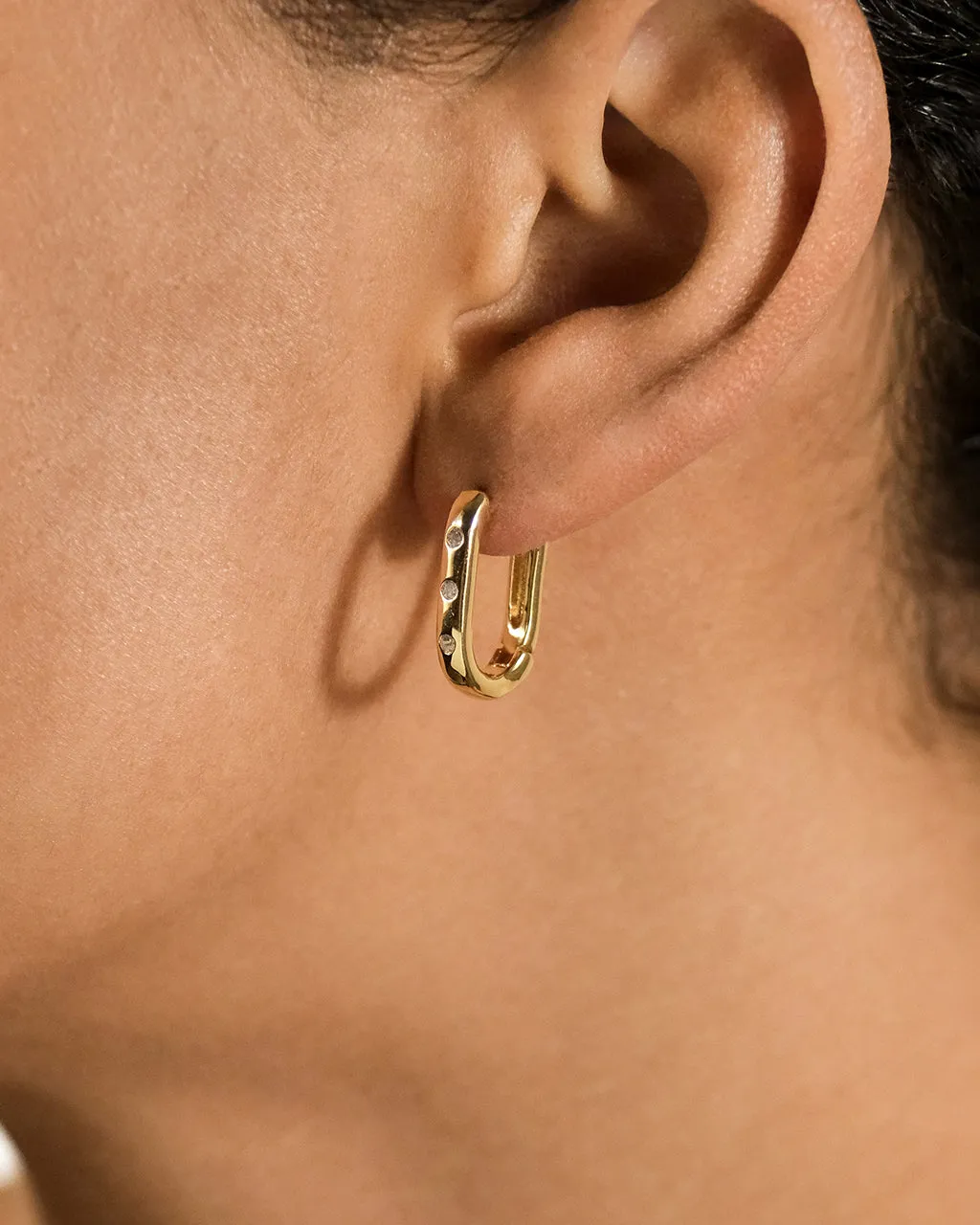 Casey Rectangular CZ Hoop Earrings