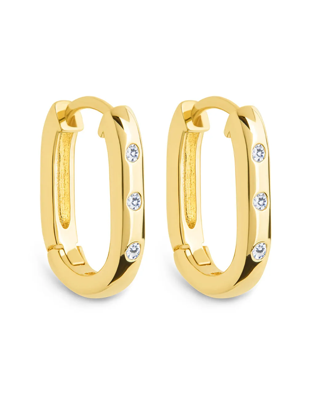 Casey Rectangular CZ Hoop Earrings