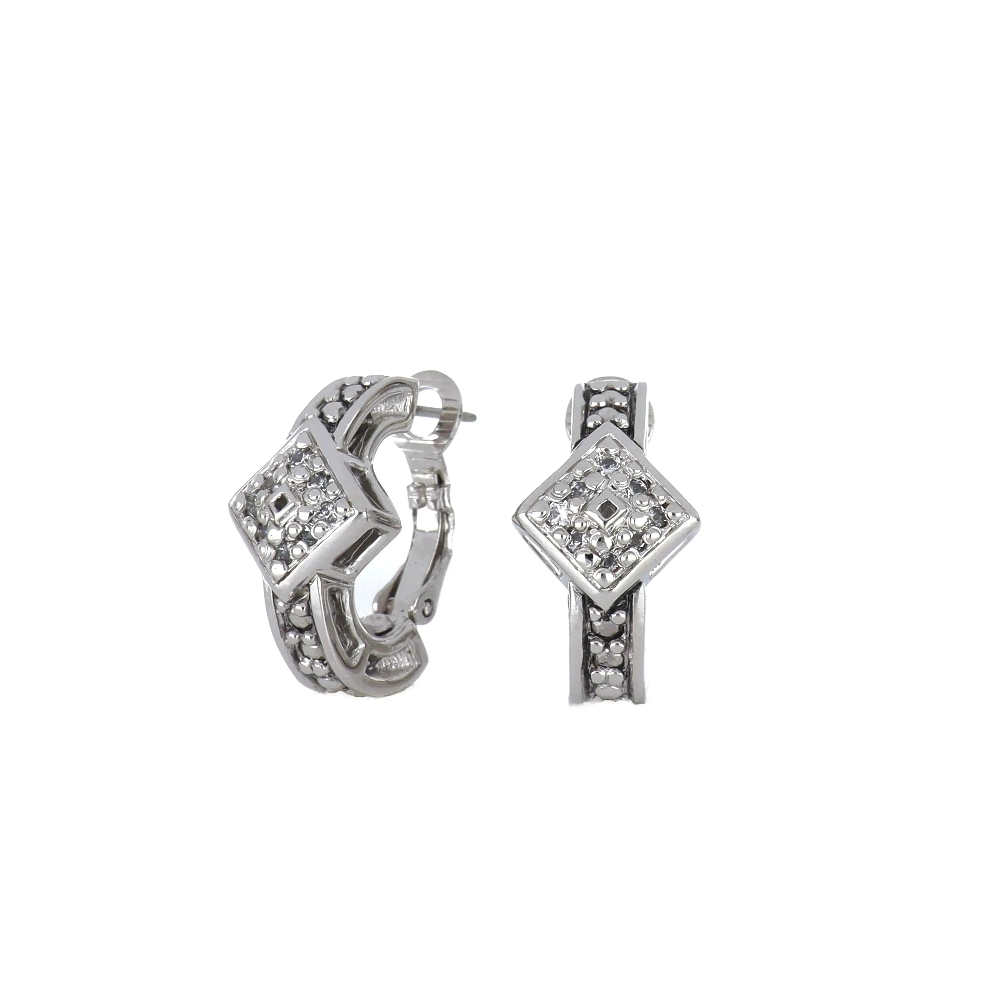 Celebration Collection Diamond Shaped Pavé Hoop Earrings