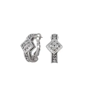 Celebration Collection Diamond Shaped Pavé Hoop Earrings