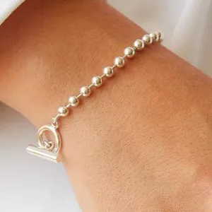 Chalk Ball Bracelet Silver T-Bar