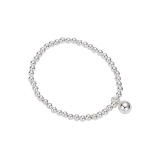 Children's Bracelets:  Sterling Silver Ball Bracelet 14cm, with Ball Charm and Gift Box Age 2 - 6 