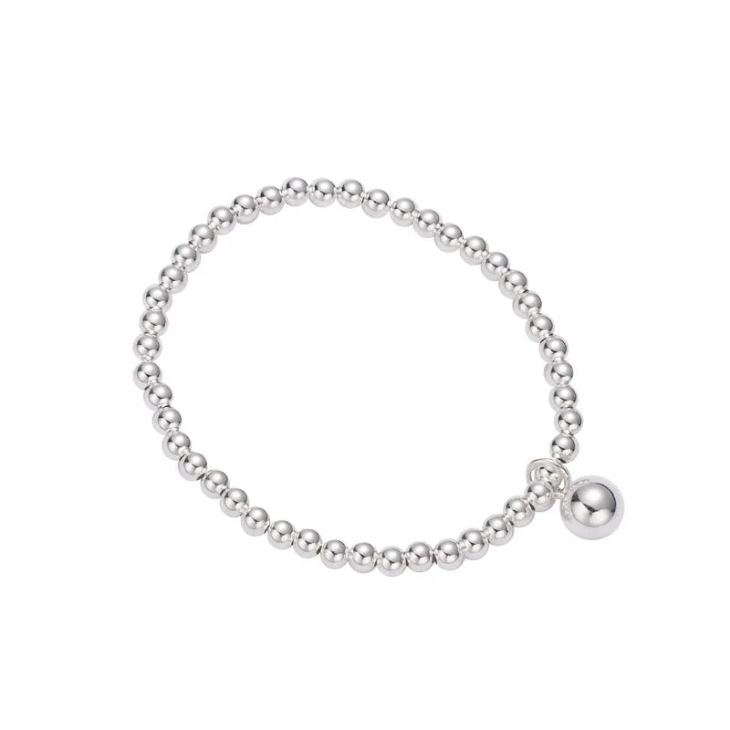 Children's Bracelets:  Sterling Silver Ball Bracelet 14cm, with Ball Charm and Gift Box Age 2 - 6 