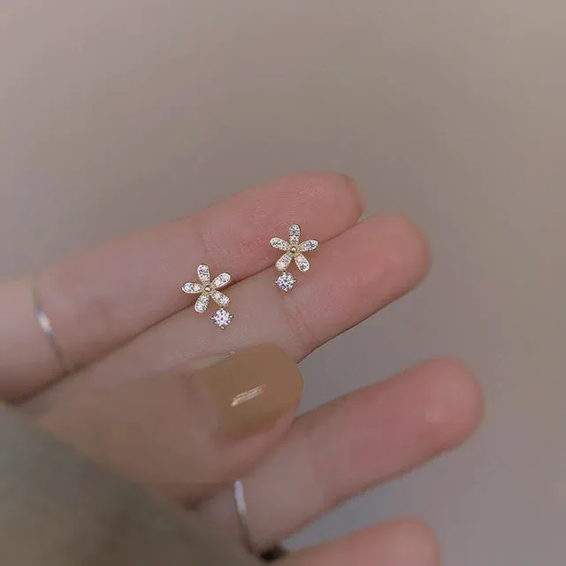 Children's Earrings:  Fairy Kisses Earrings with Push Backs - Star Flower with Dew Drop
