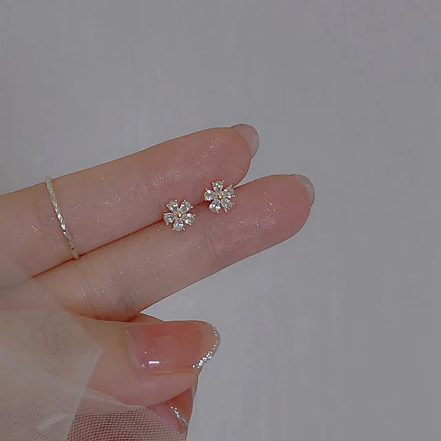 Children's Earrings:  Fairy Kisses Earrings with Push Backs - Star Flower with Dew Drop