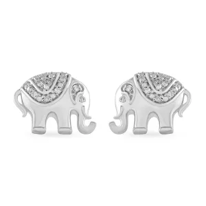 Children's Elephant Stud Earrings with 0.05ct of Diamonds in Sterling Silver