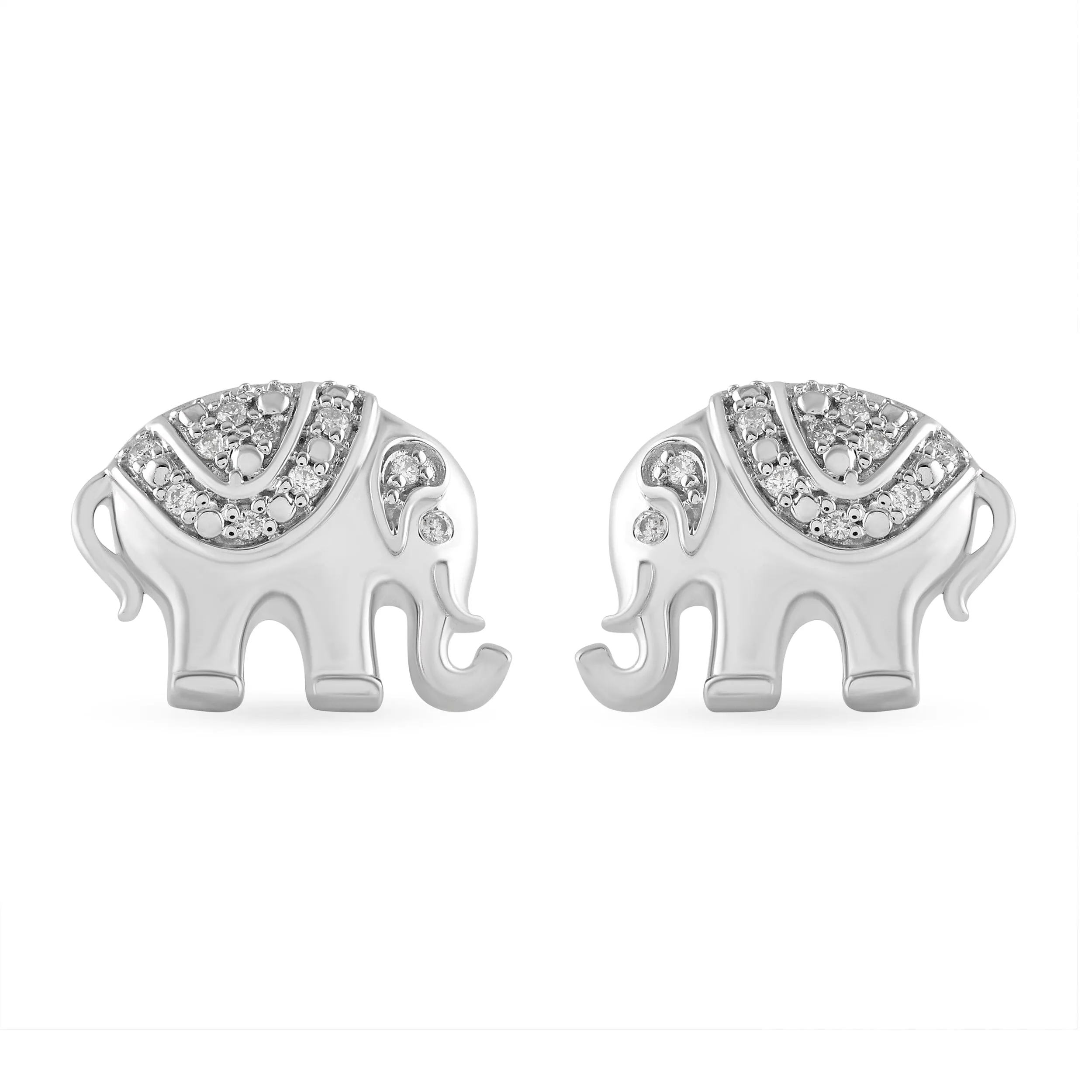 Children's Elephant Stud Earrings with 0.05ct of Diamonds in Sterling Silver