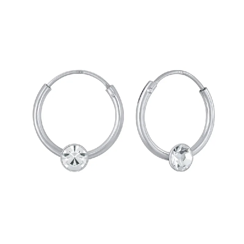 Children's Sterling Silver 'April Birthstone' Hoop Earrings