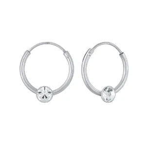 Children's Sterling Silver 'April Birthstone' Hoop Earrings