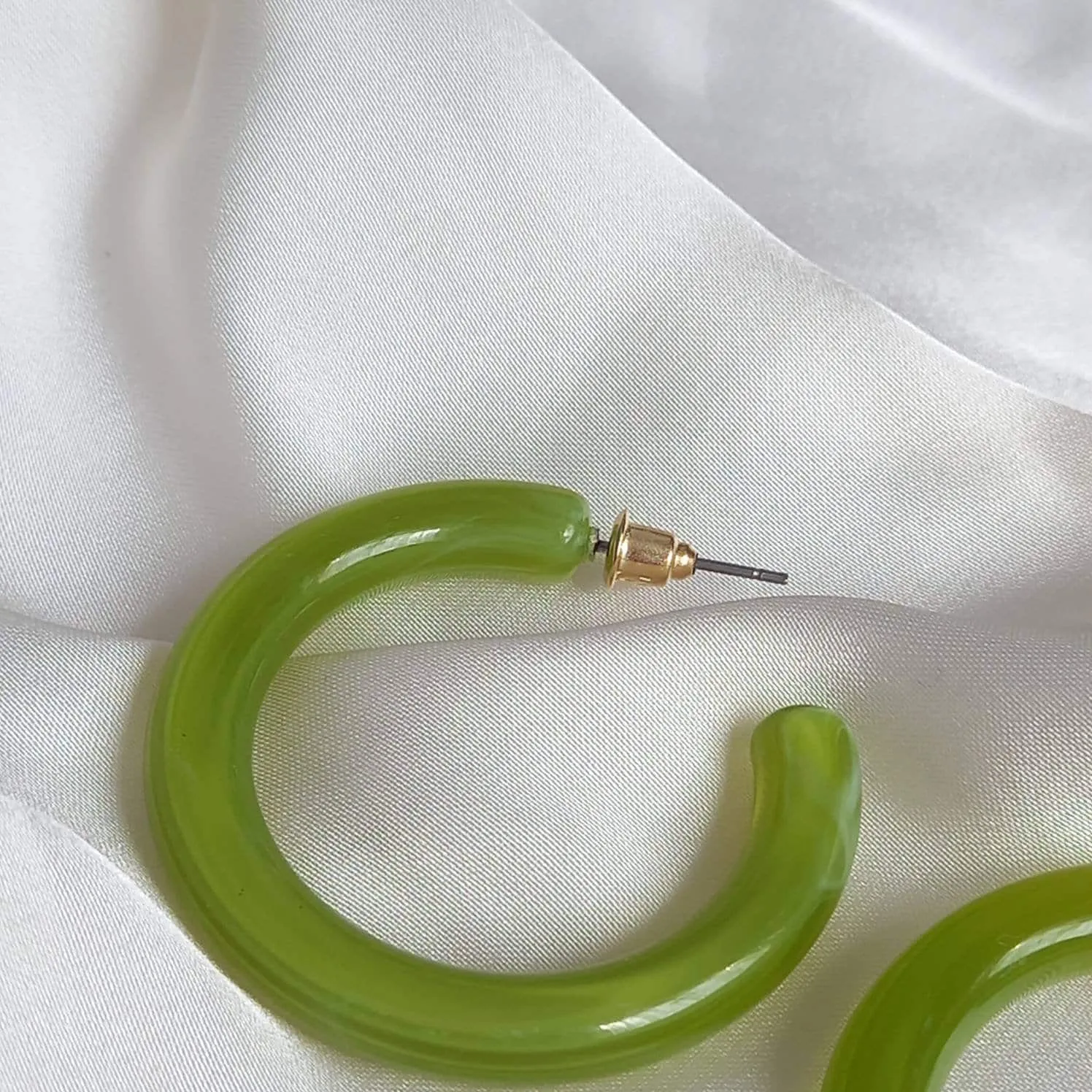 Chunky Green Resin Hoop Earrings -  Resin Earrings, Chunky Hoop Earrings, Thick Resin Earrings, Earrings In The UK, Hoop Earrings In The UK