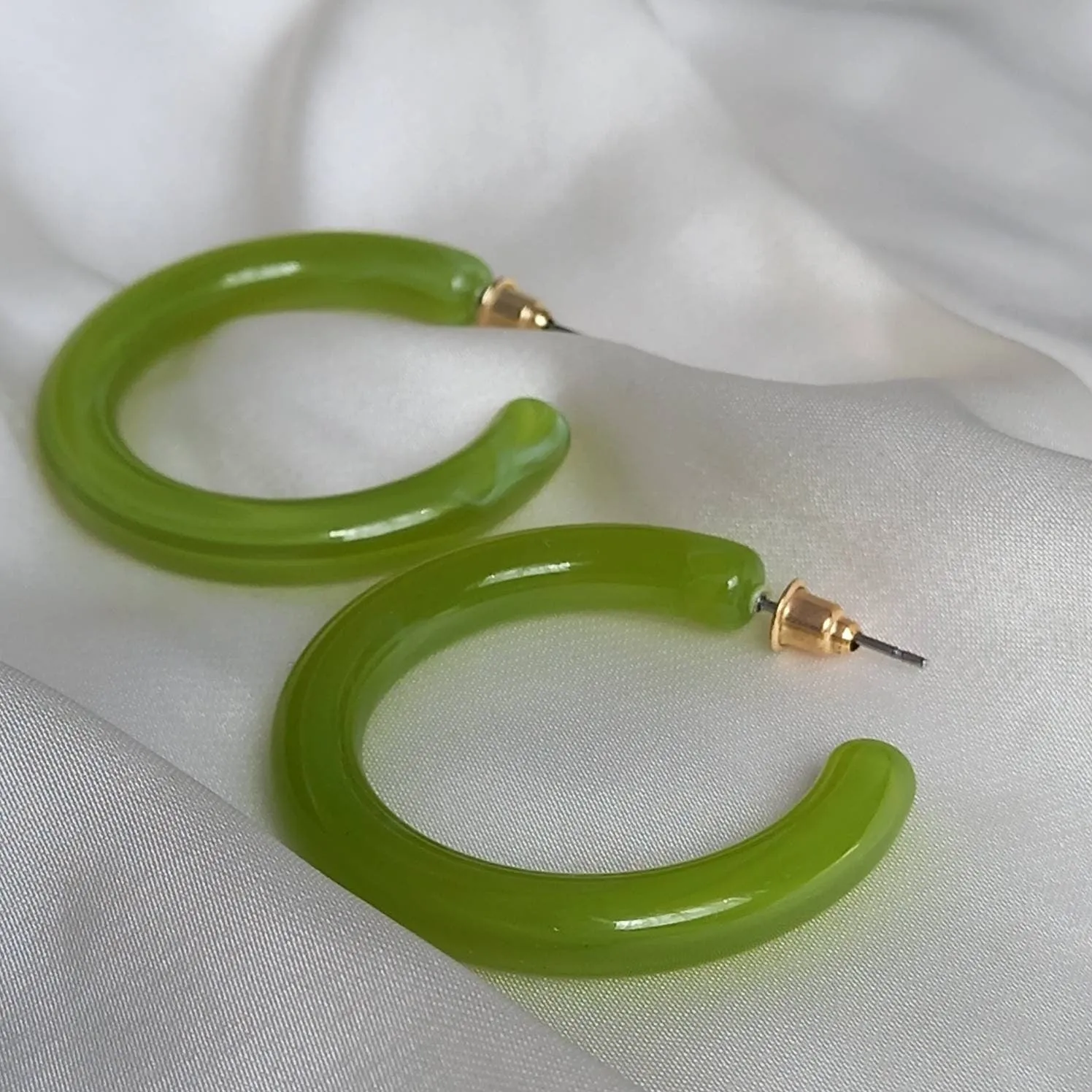 Chunky Green Resin Hoop Earrings -  Resin Earrings, Chunky Hoop Earrings, Thick Resin Earrings, Earrings In The UK, Hoop Earrings In The UK