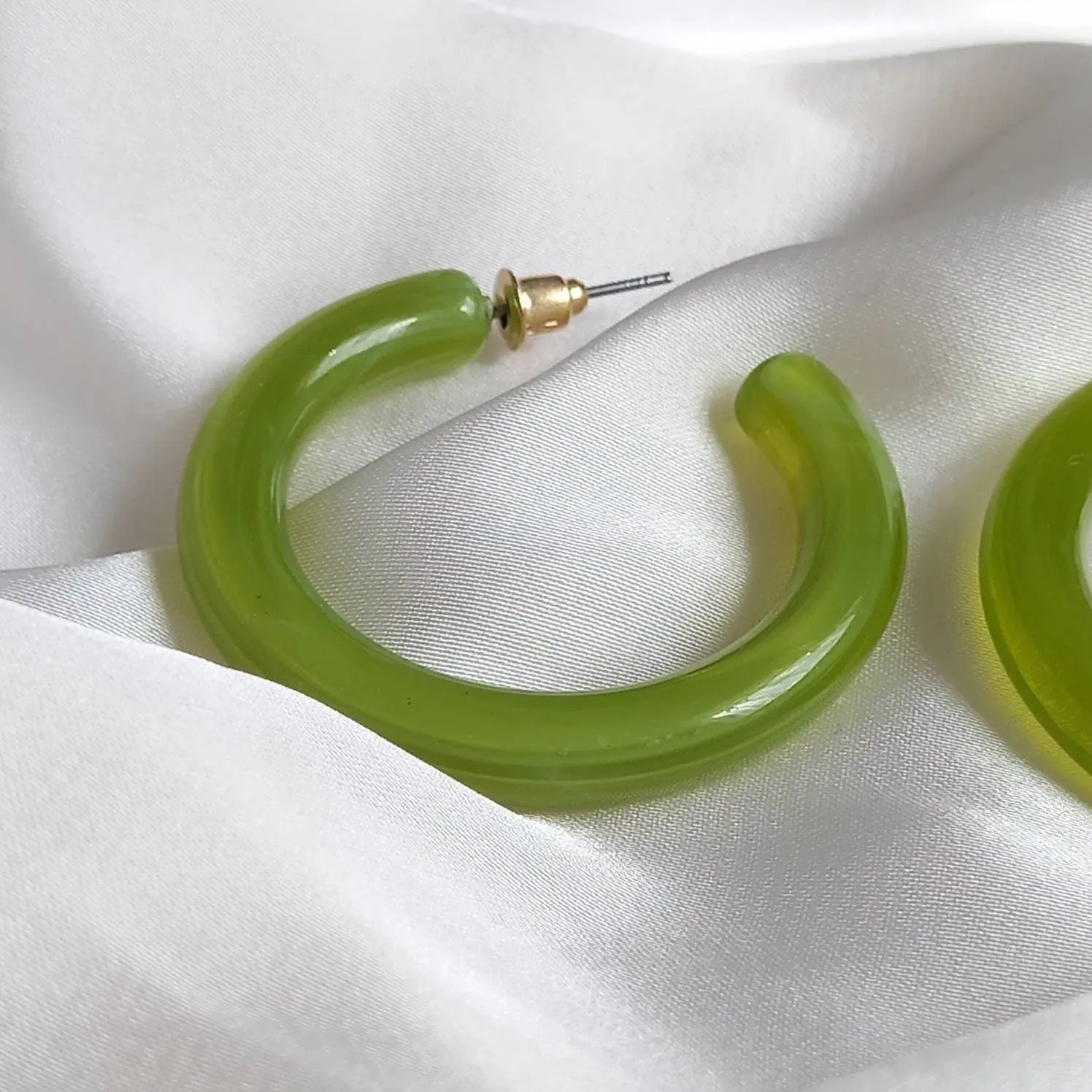 Chunky Green Resin Hoop Earrings -  Resin Earrings, Chunky Hoop Earrings, Thick Resin Earrings, Earrings In The UK, Hoop Earrings In The UK