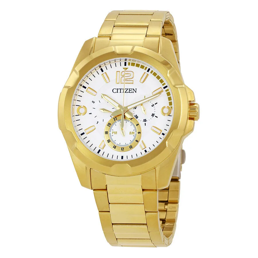 Citizen White Dial Men's Gold Tone Watch AG8332-56A