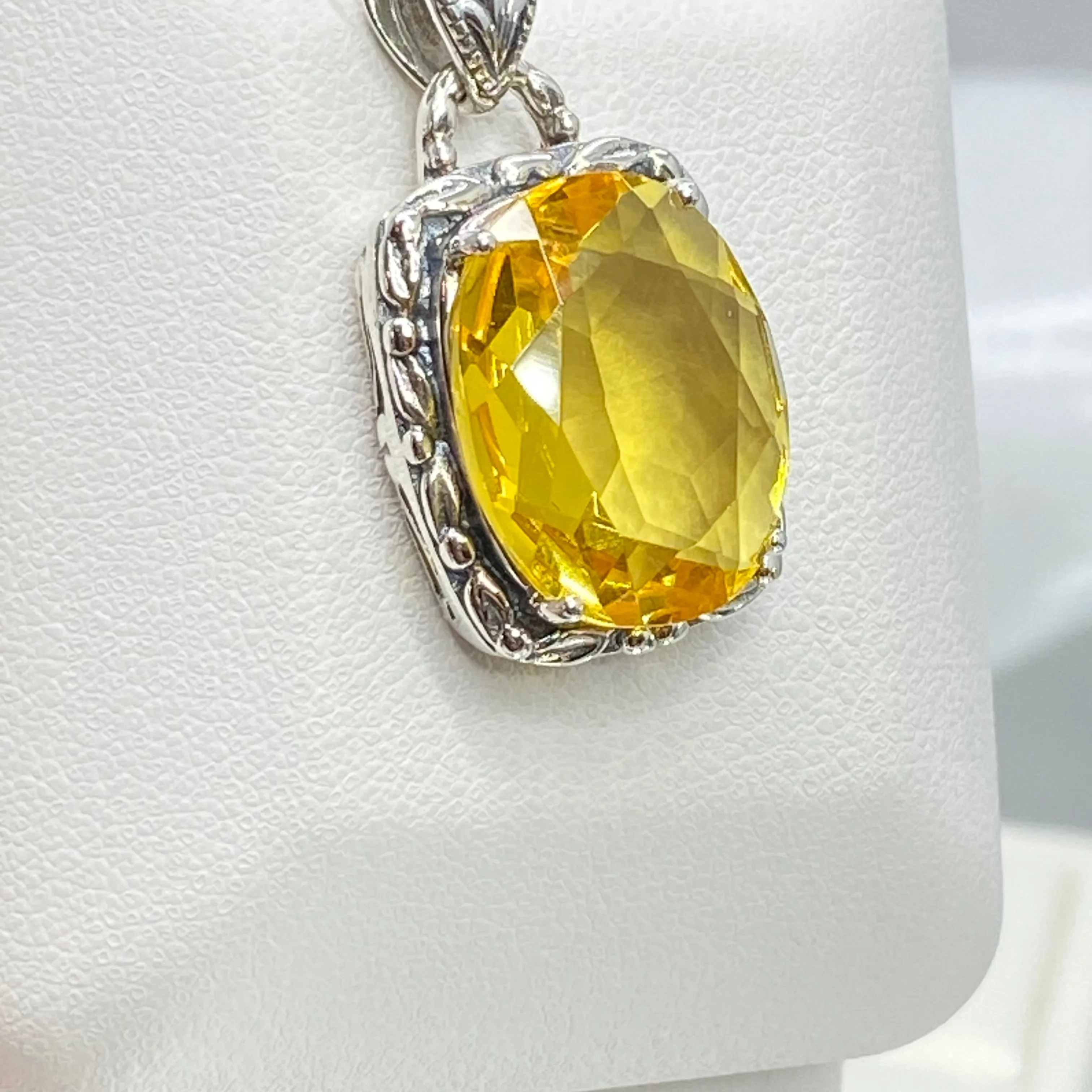 Citrine Pendant, Yellow Art Nouveau Necklace #P120