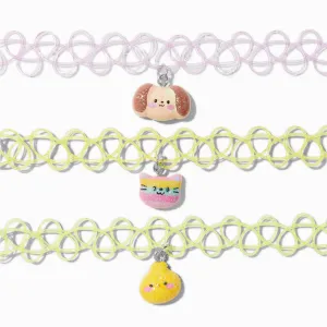 Claire's Club Pastel Glitter Critter Tattoo Choker Necklace Set | 3 Pack
