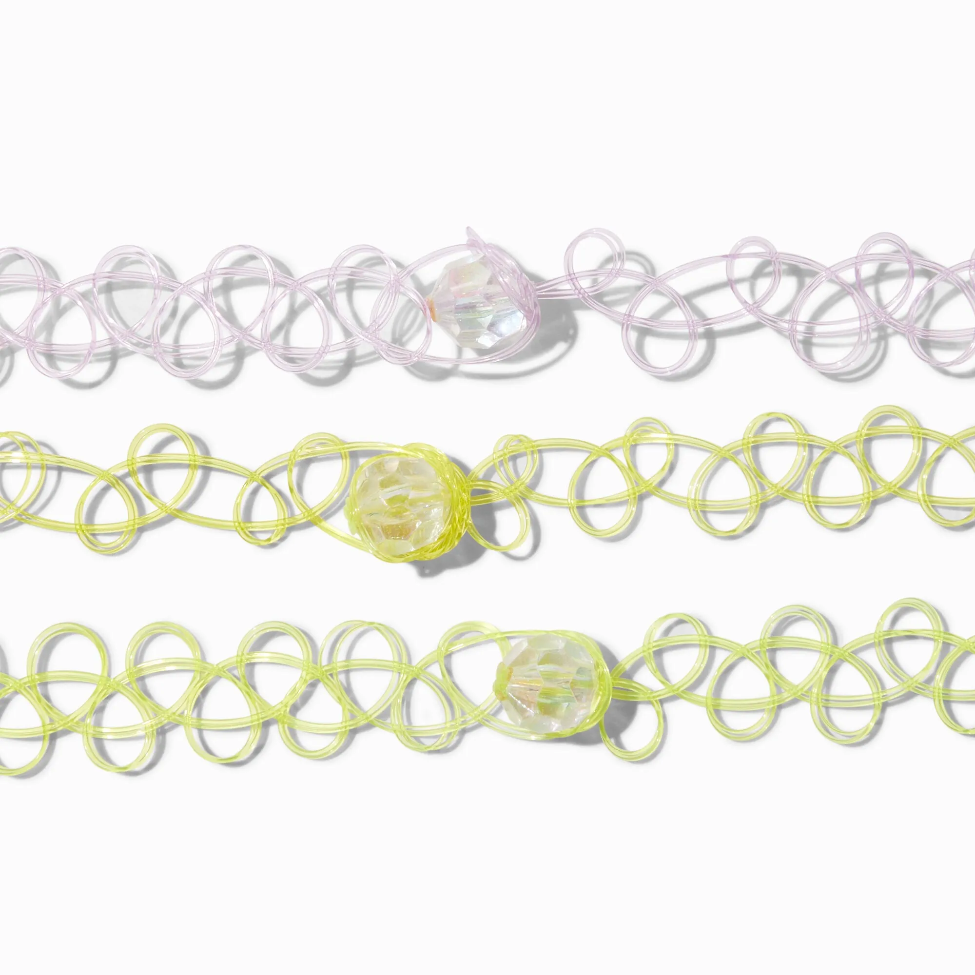 Claire's Club Pastel Glitter Critter Tattoo Choker Necklace Set | 3 Pack