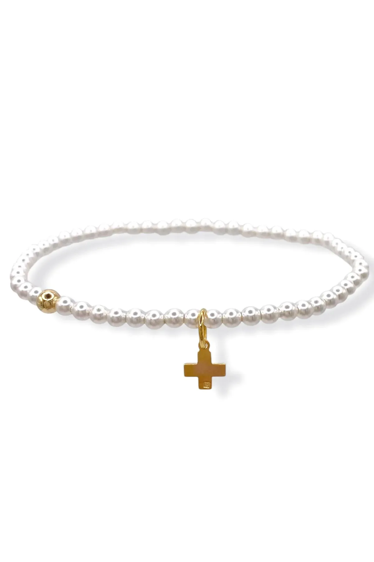 Classic Pearl 3mm Bracelet Signature Cross Charm