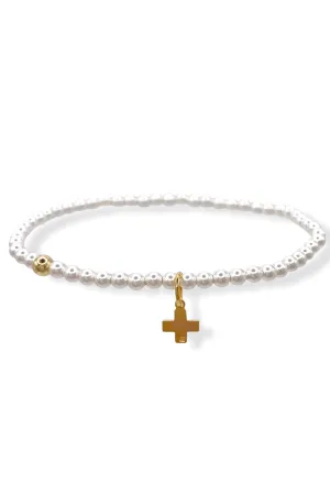 Classic Pearl 3mm Bracelet Signature Cross Charm