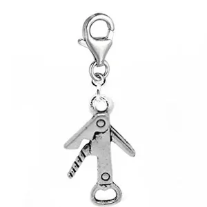 Clip on Bottle Opener Dangle Charm Pendant for European Clip on Charm Jewelry w/ Lobster Clasp