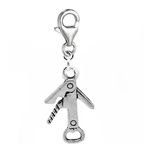 Clip on Bottle Opener Dangle Charm Pendant for European Clip on Charm Jewelry w/ Lobster Clasp