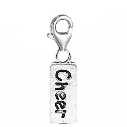 Clip on Cheer Dangle Charm Pendant for European Clip on Charm Jewelry w/ Lobster Clasp