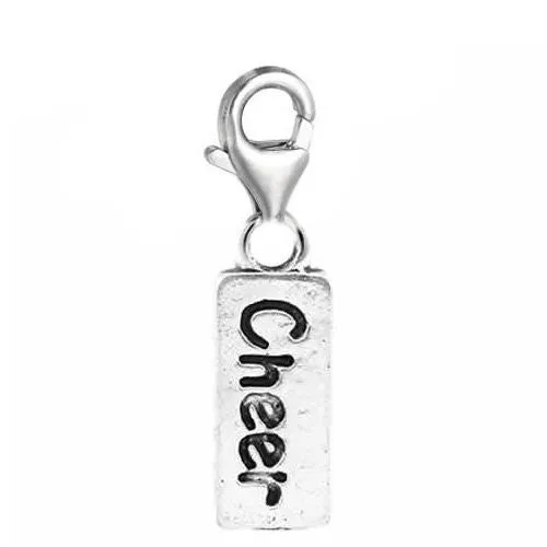 Clip on Cheer Dangle Charm Pendant for European Clip on Charm Jewelry w/ Lobster Clasp