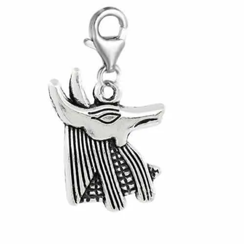 Clip on Egyptian Anubis Pharoah Charm for European Jewelry w/ Lobster Clasp