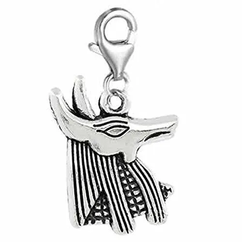 Clip on Egyptian Anubis Pharoah Charm for European Jewelry w/ Lobster Clasp
