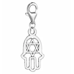 Clip on Hamsa Hand Charm for European Jewelry w/ Lobster Clasp