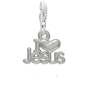 Clip on I Love Jesus Dangle Charm Pendant for European Clip on Charm Jewelry w/ Lobster Clasp
