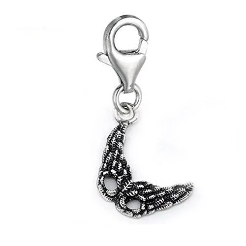 Clip-on Masquerade Mask Charm Pendant For European Jewelry w/ Lobster Clasp