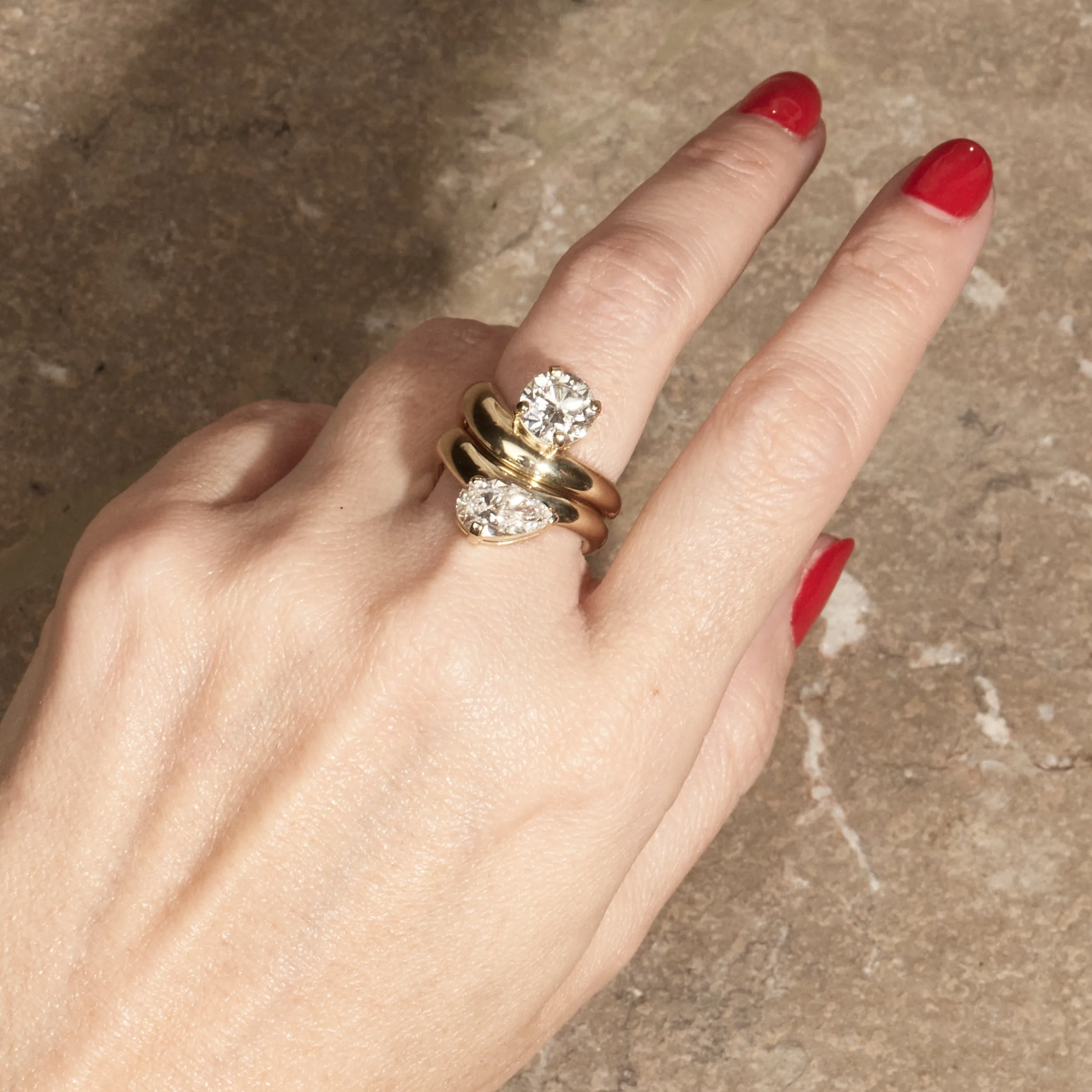 Cloud Offset Pear Ring