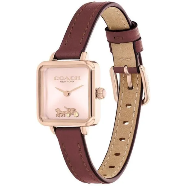 Coach Cass Brown Leather Strap Rose Gold Dial Quartz Watch for Ladies - 14504229