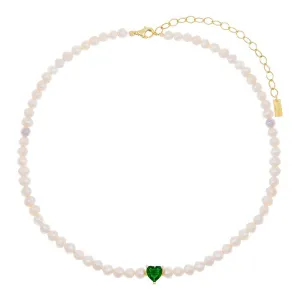 Colored CZ Heart Pearl Choker