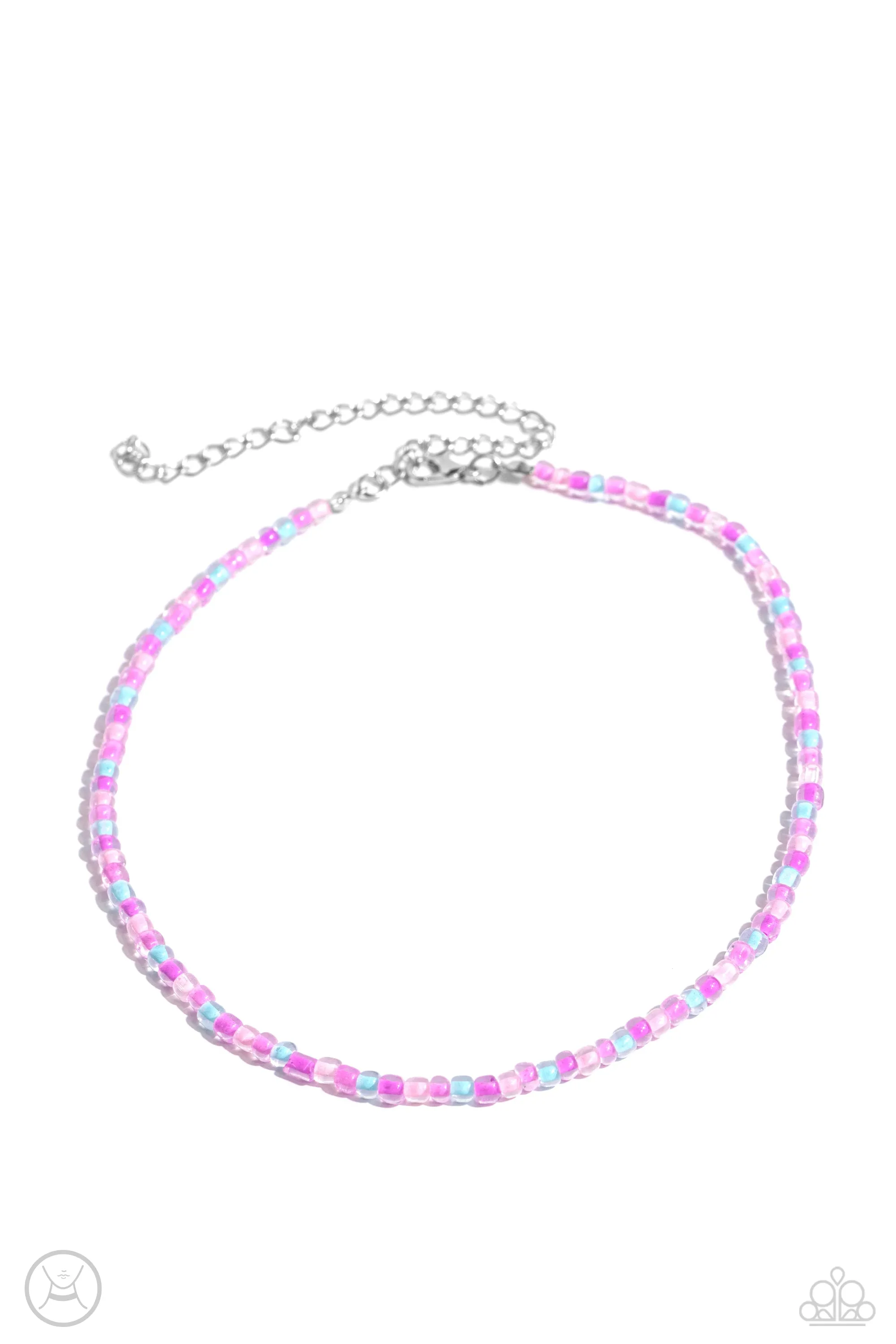 Colorfully GLASSY - Pink - Purple, and Blue Bead Paparazzi Choker Necklace