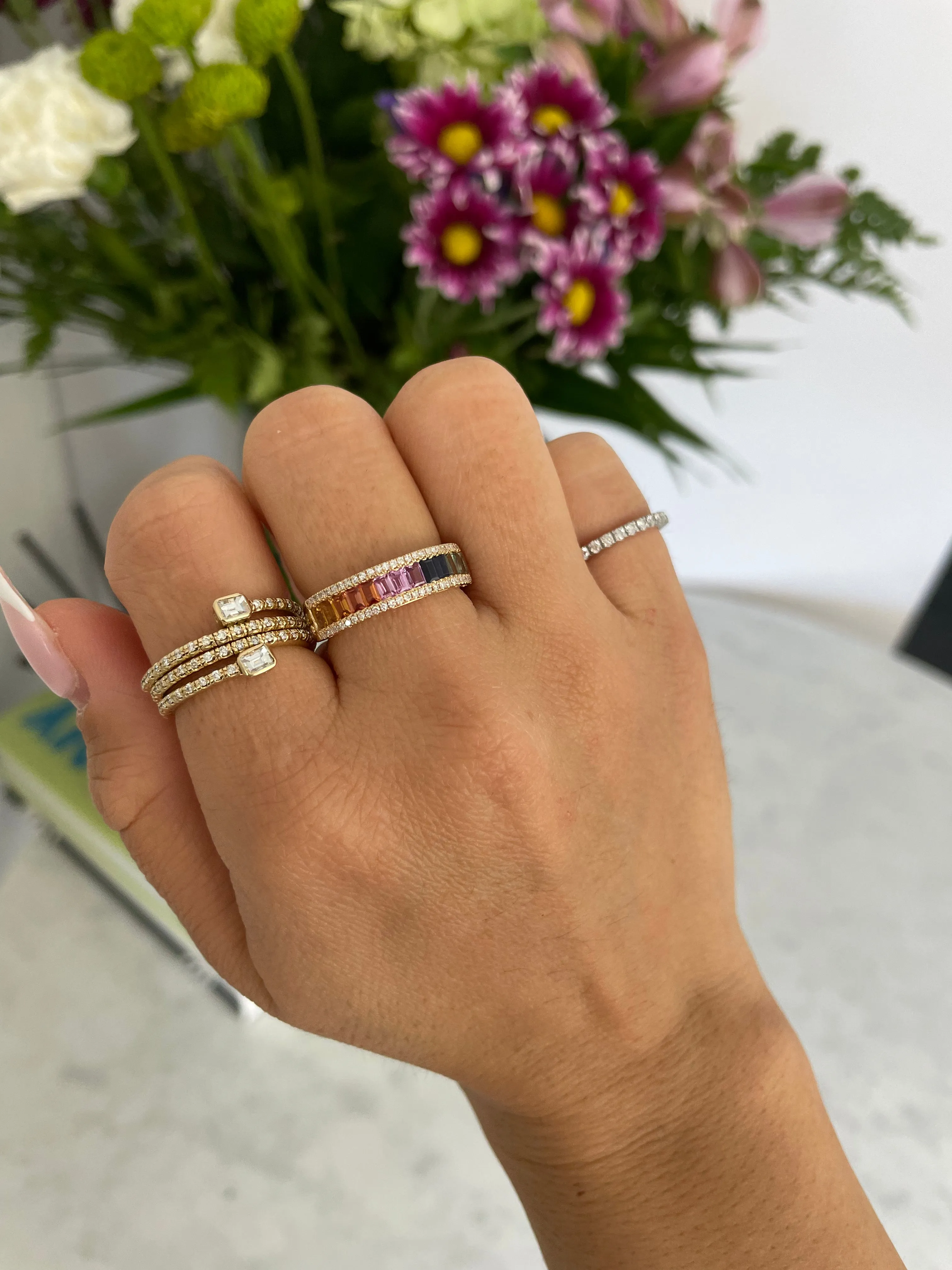 Colourful Baguette Gemstone Ring