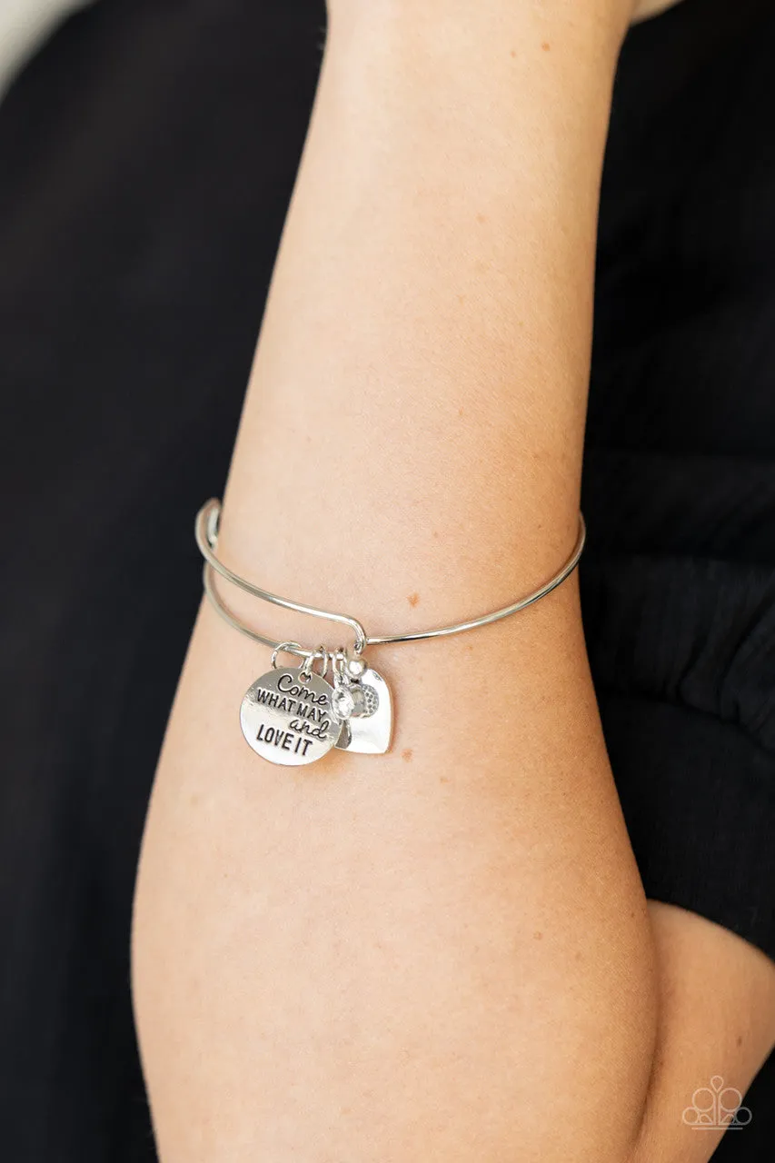 Come What May and Love It White Paparazzi Bracelet