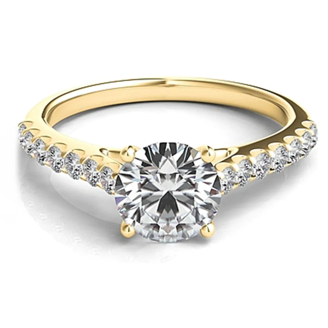 Common Prong Round Brilliant Cathedral Diamond Engagement Ring