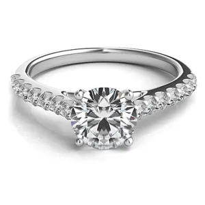 Common Prong Round Brilliant Cathedral Diamond Engagement Ring