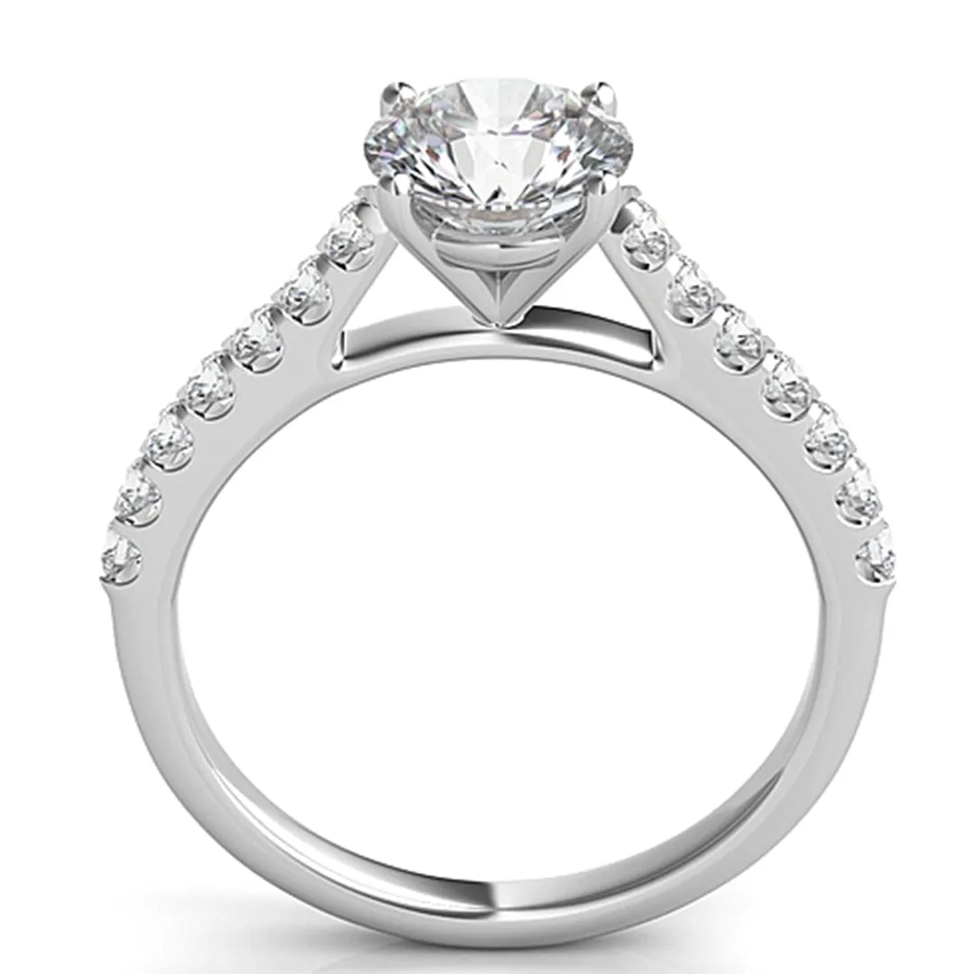 Common Prong Round Brilliant Cathedral Diamond Engagement Ring