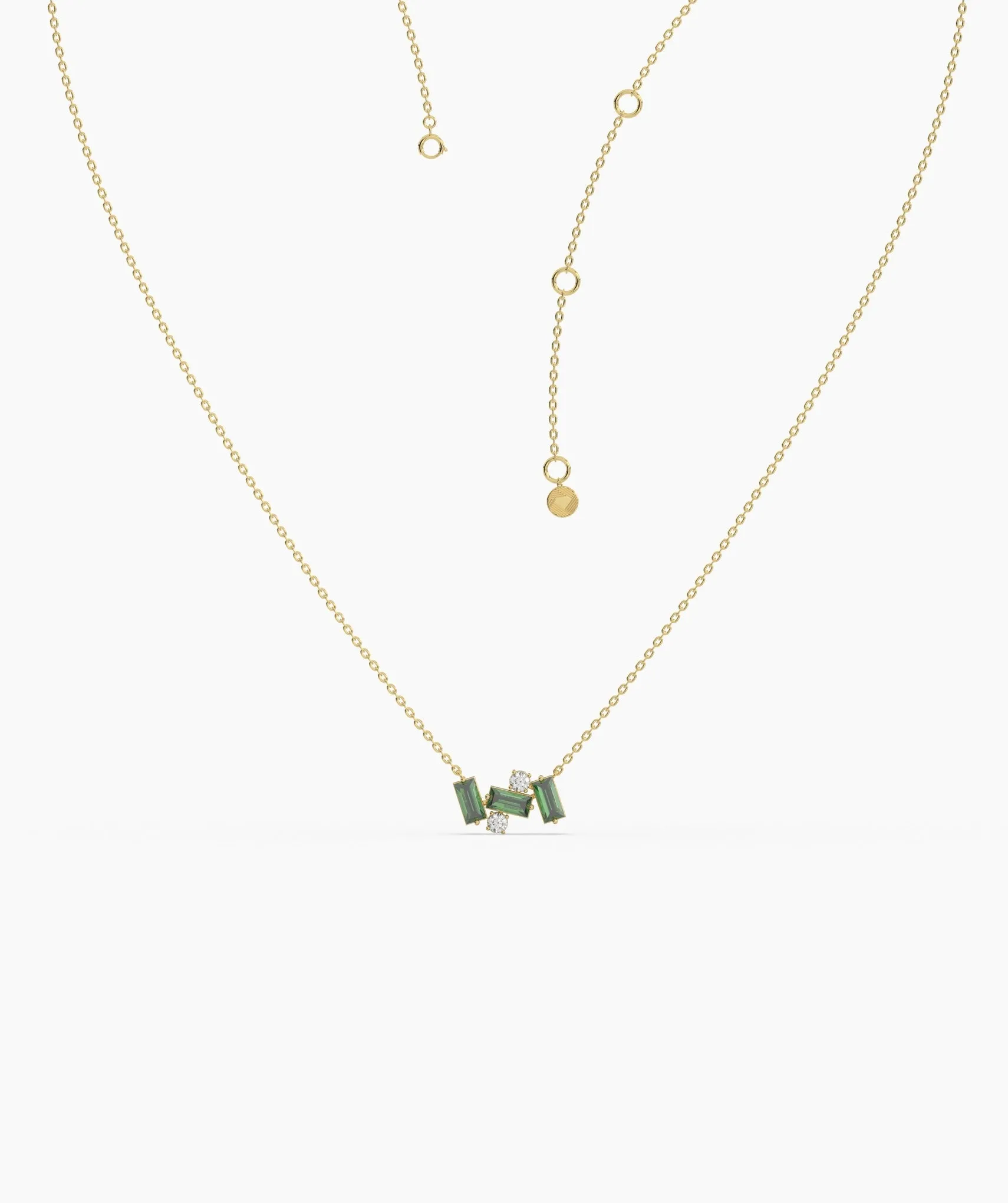 Contemporary Baguette-Cut Green Stone Necklace
