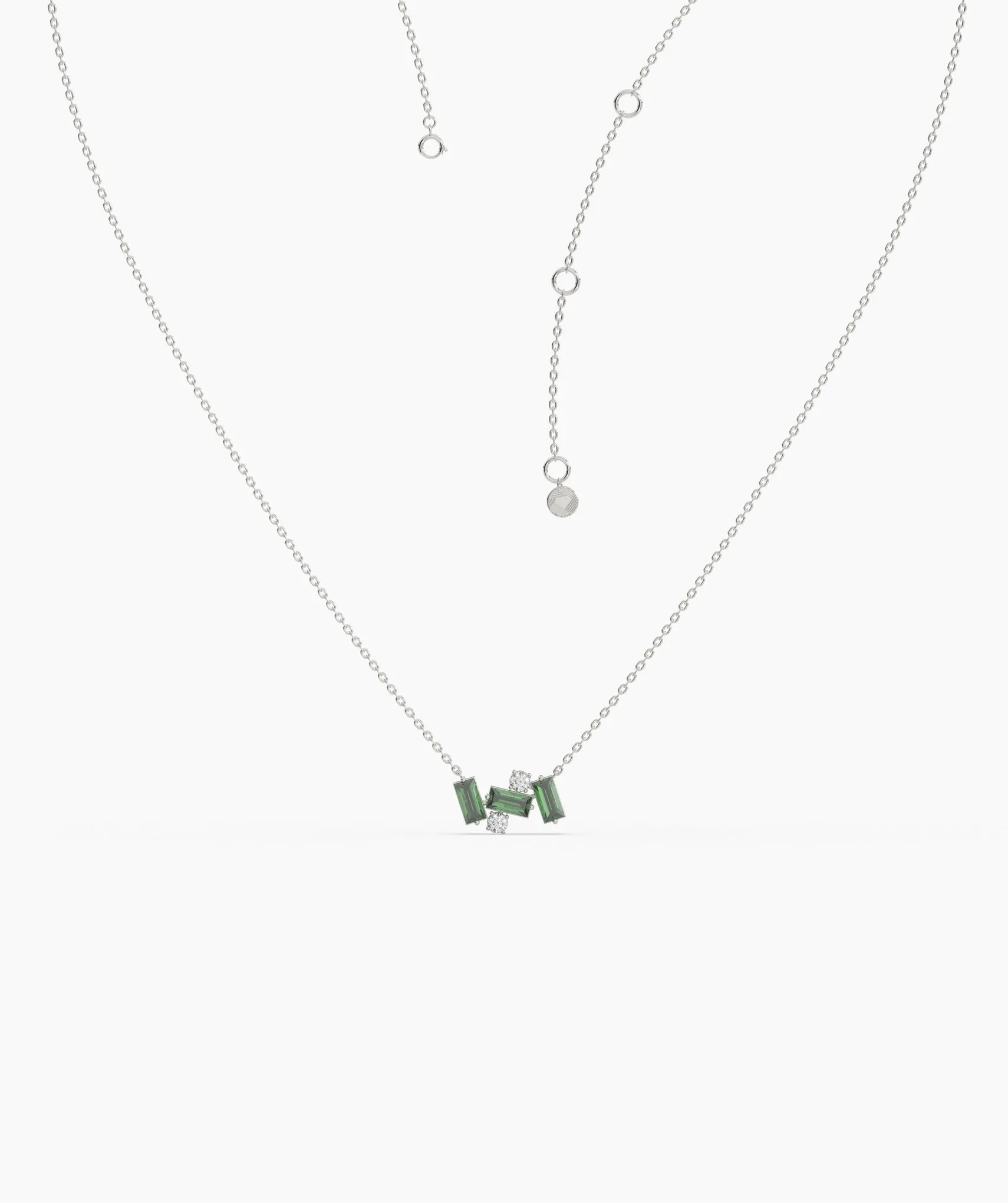 Contemporary Baguette-Cut Green Stone Necklace