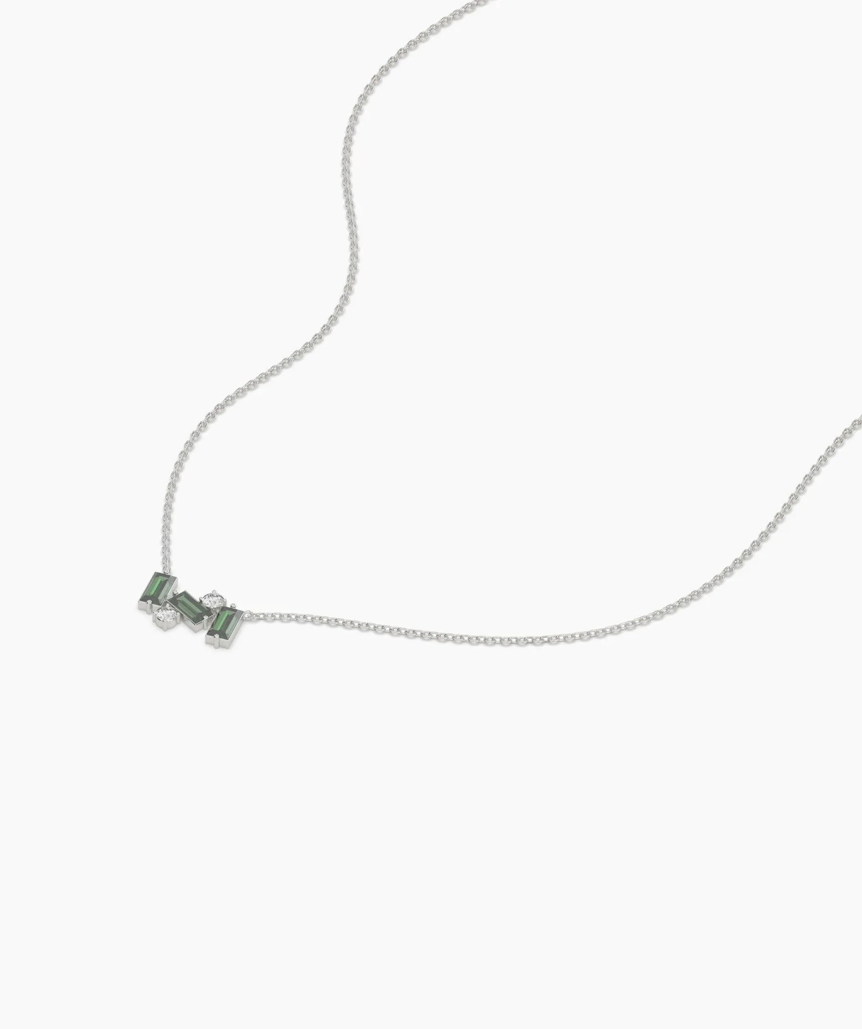 Contemporary Baguette-Cut Green Stone Necklace