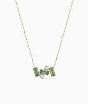 Contemporary Baguette-Cut Green Stone Necklace