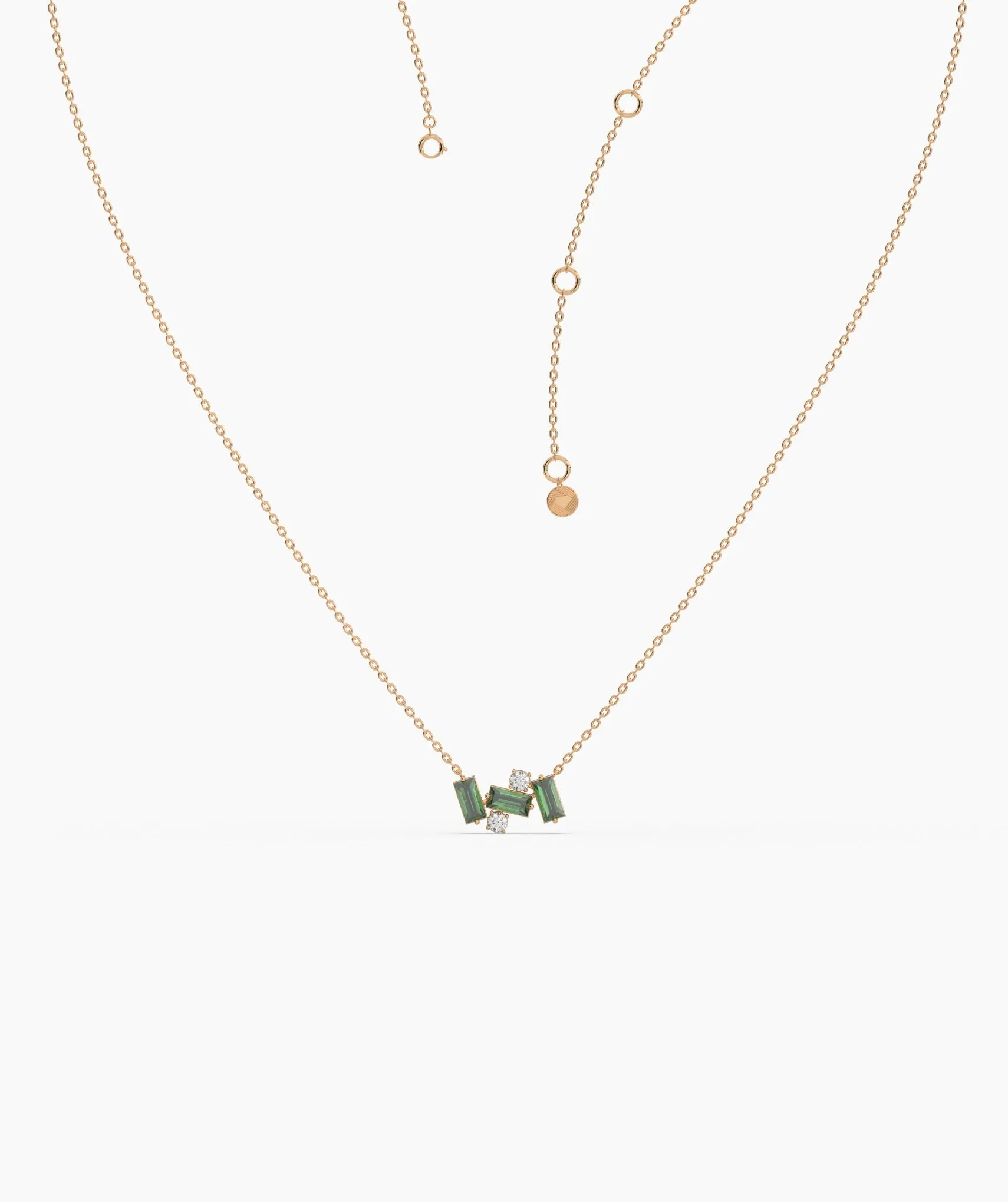 Contemporary Baguette-Cut Green Stone Necklace