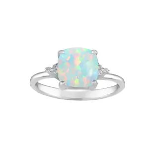 Created Opal and Diamond Accent Ring in Sterling Silver